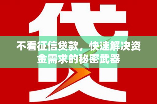 路南不看征信贷款，快速解决资金需求的秘密武器