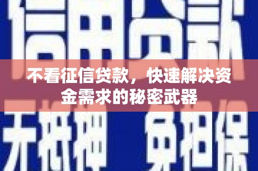 路南不看征信贷款，快速解决资金需求的秘密武器
