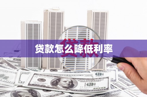 路南贷款怎么降低利率